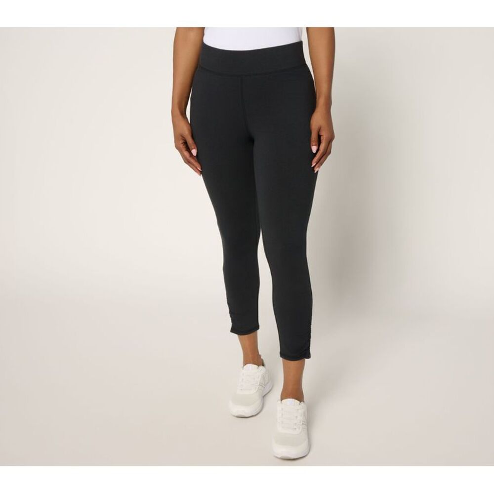 Denim & Co. Women's Petite Pants 2XP Active Duo Slim Leg Crop Pant Black A694884